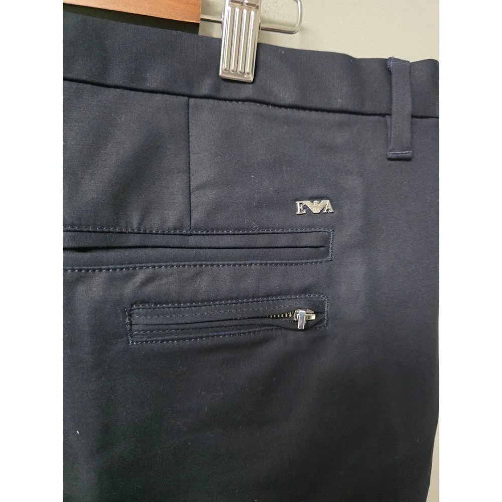 Emporio Armani Navy Pants Men 54 Black Luxury‎ Designer Formal Business Slim Fit